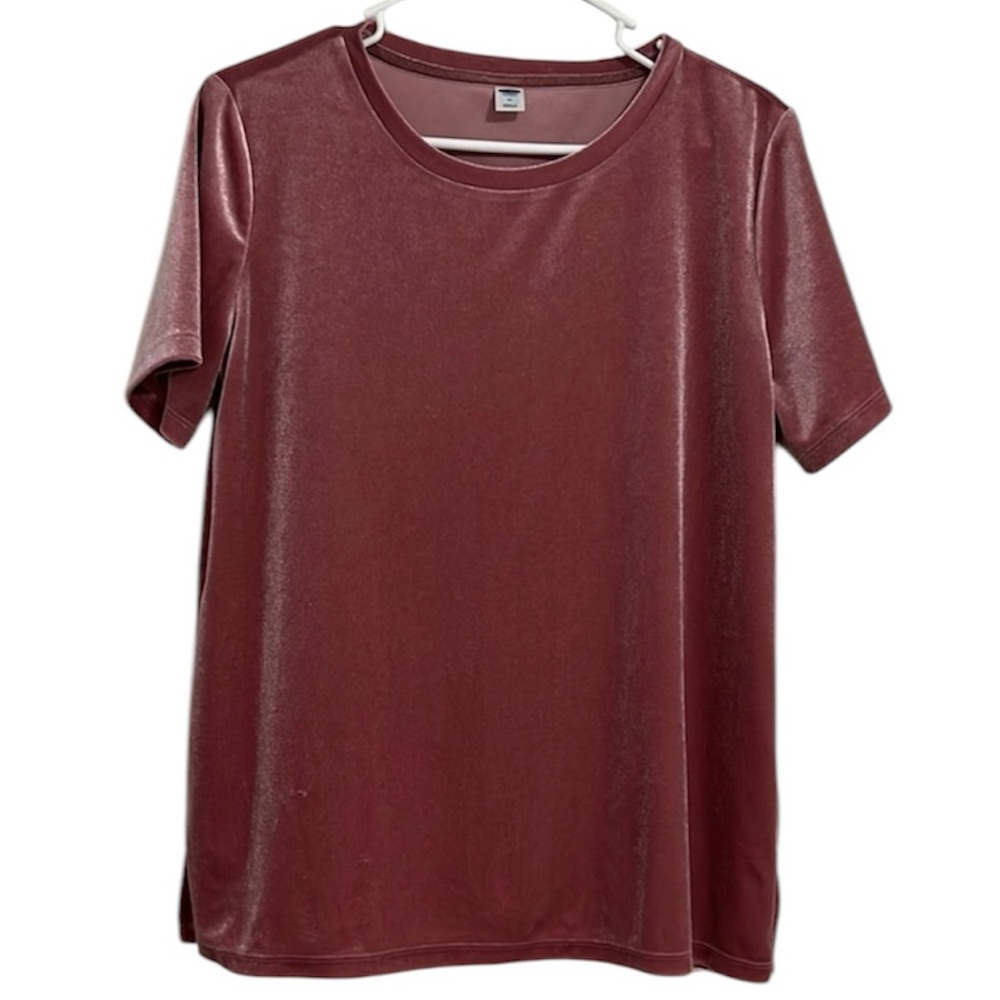 Old Navy Velvet Short Sleeve Tee in Mauve